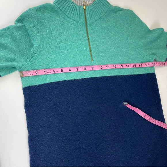 J Crew Sweater Womens Size XS Navy Blue Green Colorblock Zip-up Pullover - Picture 8 of 10